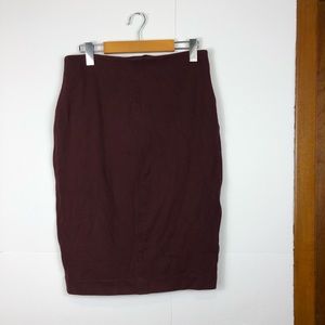 Wilfred Cabernet Fitted Midi Skirt Sz L